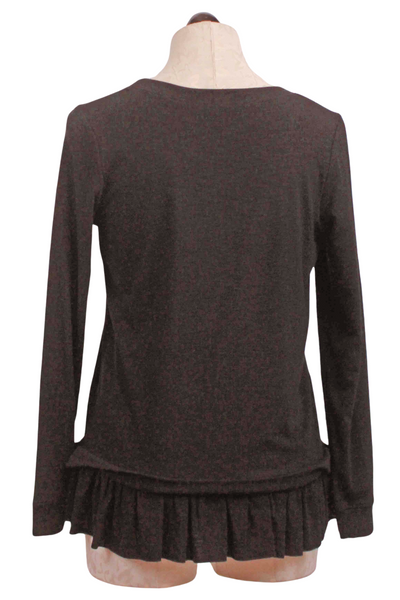 back view of Black Long Sleeve Ruffle Bottom Top by Nally and Millie