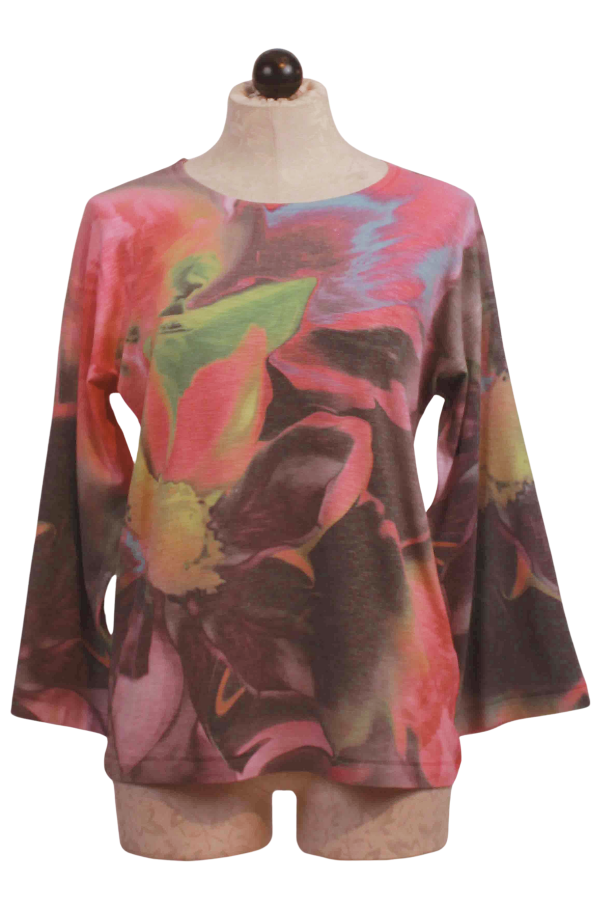 Digital Bloom Long Flared Sleeve Top by Nally and Millie