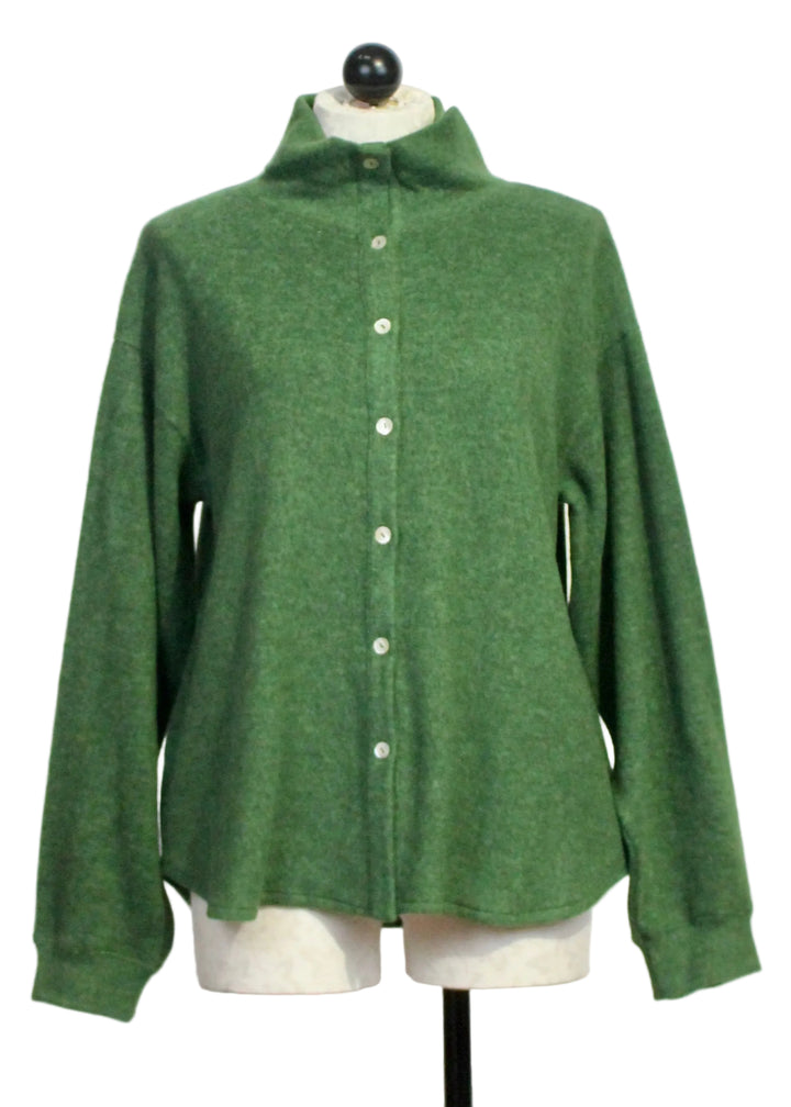 The Brushed Buttoned Down Top by Nally and Millie in Hunter Green