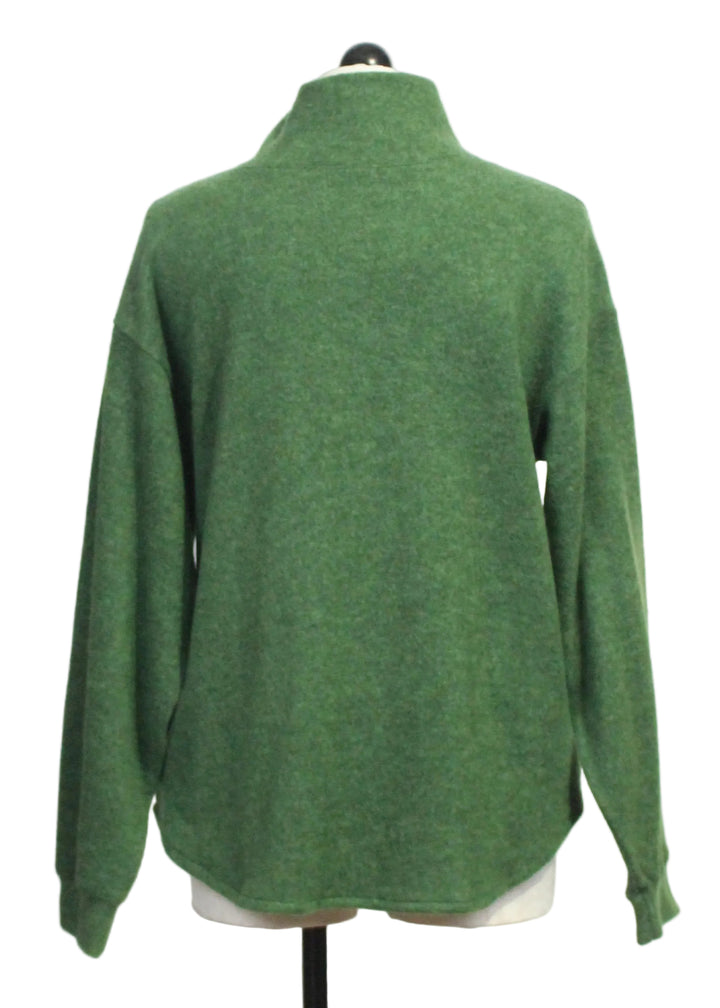 Back view of The Brushed Buttoned Down Top by Nally and Millie in Hunter Green