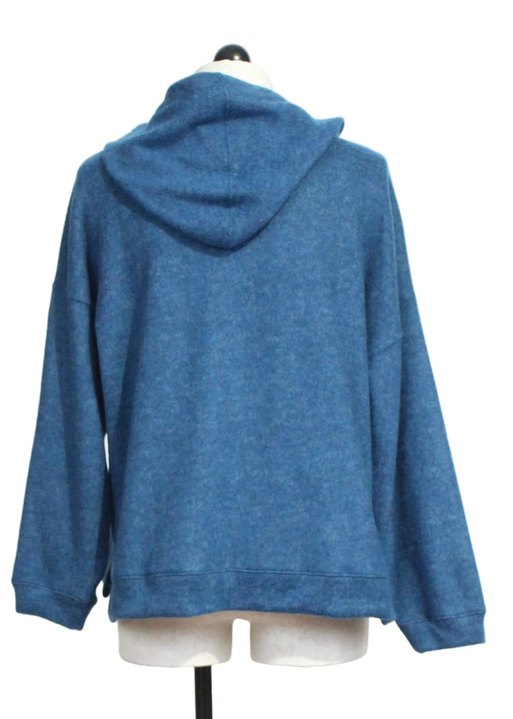 Back view of The Brushed Front Zip Hoodie by Nally and Millie in Ocean Blue
