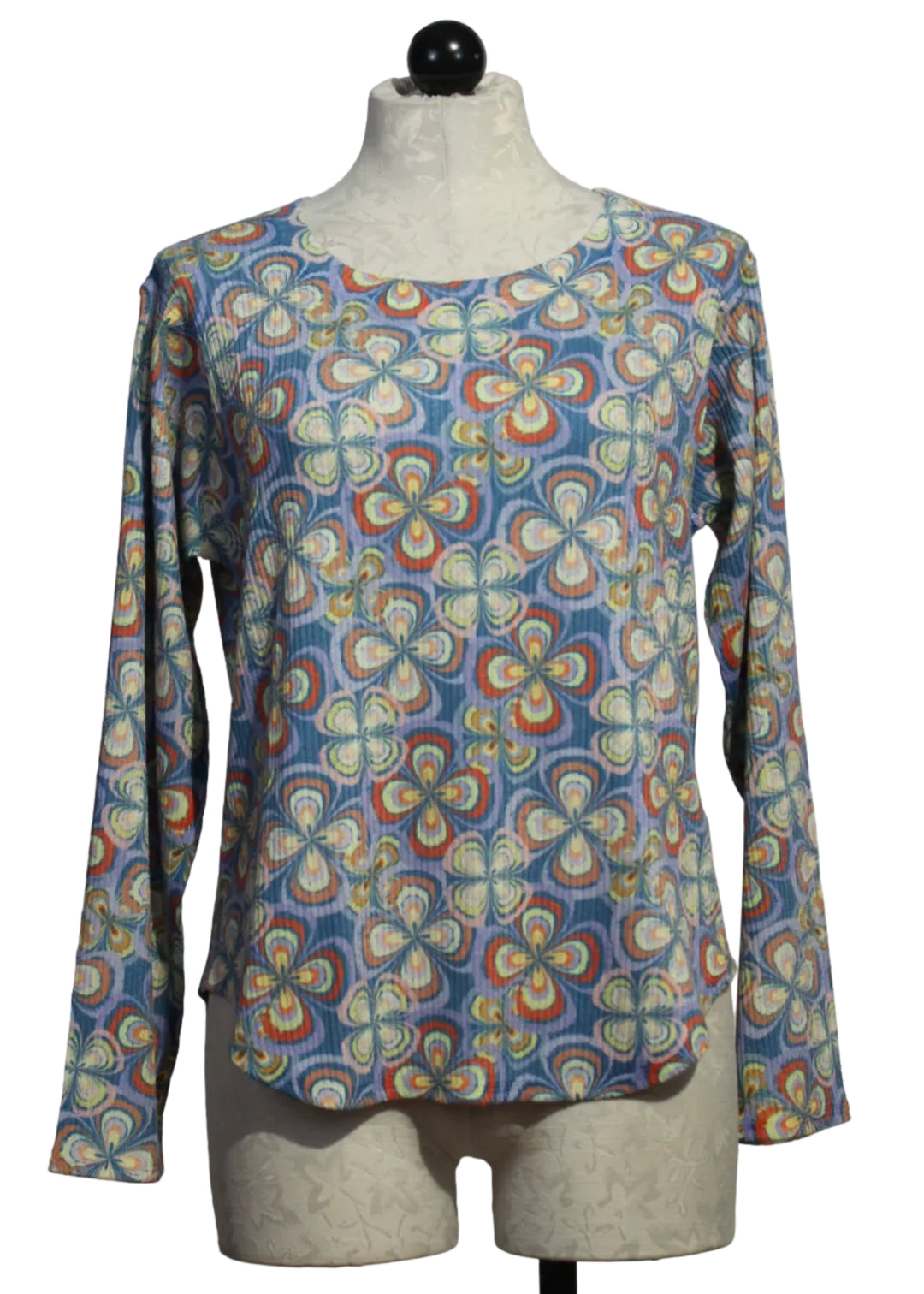 Long Sleeve Flower Power Crew Neck Top by Nally and Millie