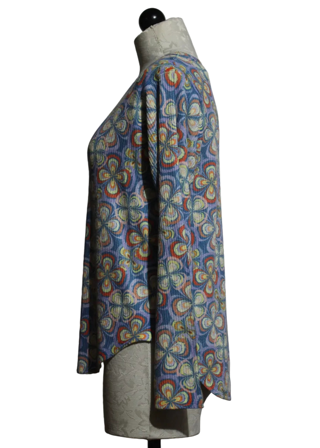 Side view of Long Sleeve Flower Power Top by Nally and Millie