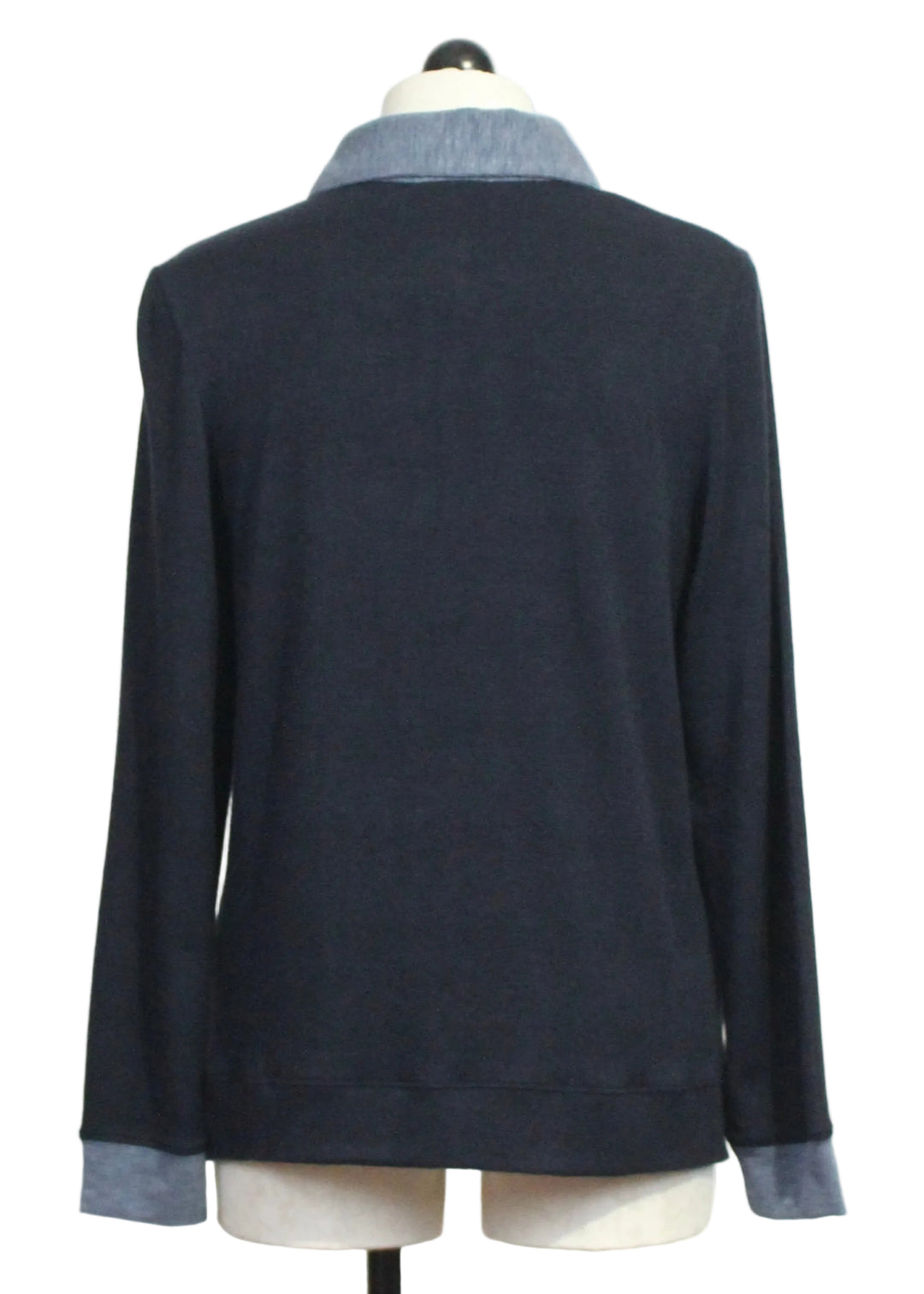 Back view of The Long Sleeve Buttoned Collar Top by Nally and Millie in Midnight