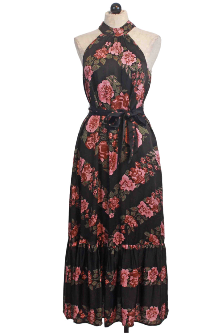 Sleeveless Francie Ankle Dress by Cleobella with a belt in the floral Juliet print