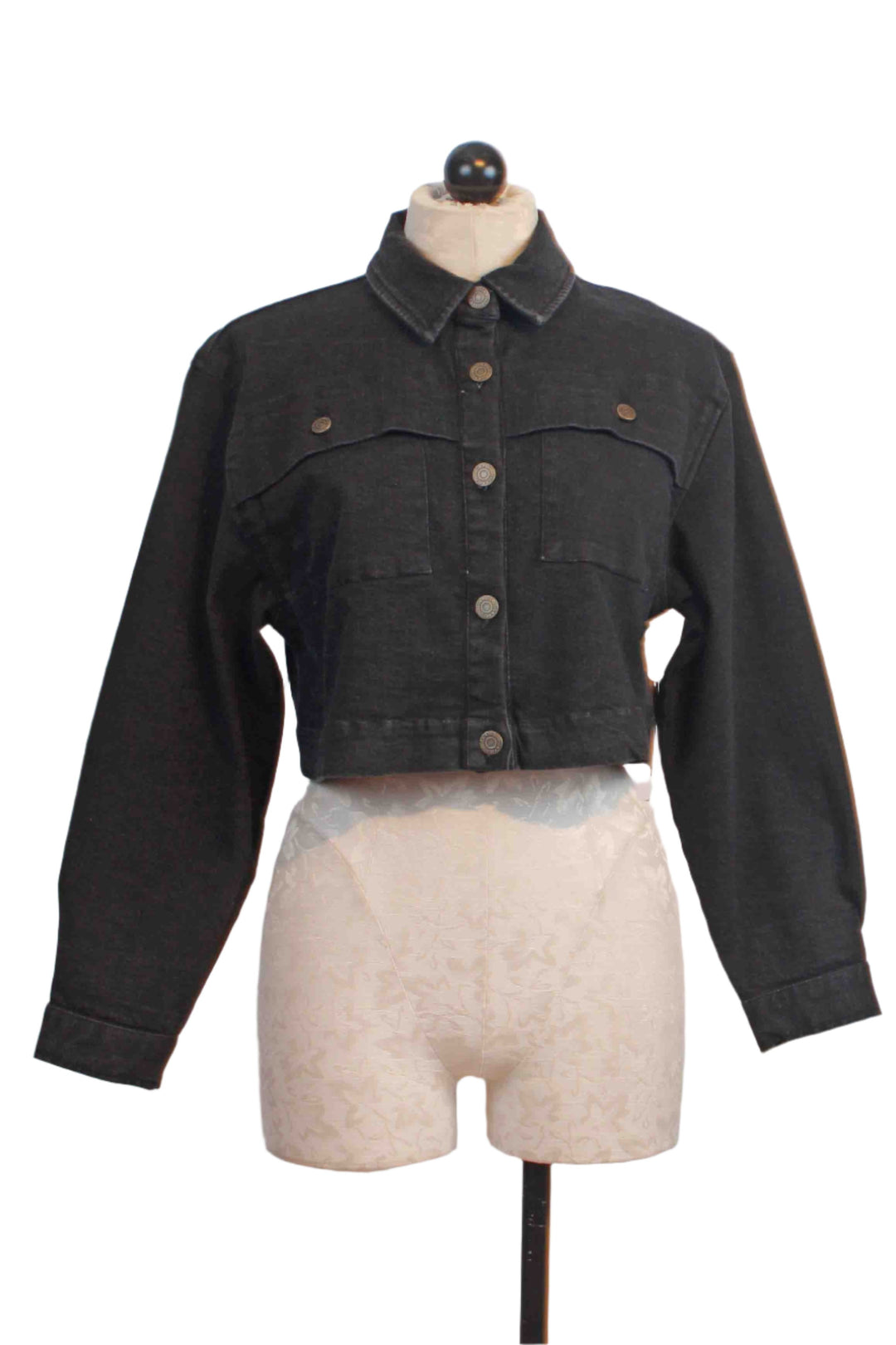 Cropped Dean Black Denim Jacket by Cleobella