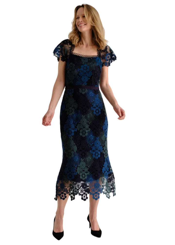 model wearing the Waverly Dress by Cartolina in Lakeside Ombre Lace