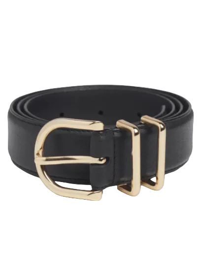Rolled Black/Gold Leather Fancy Juni Belt by Favorite Daughter