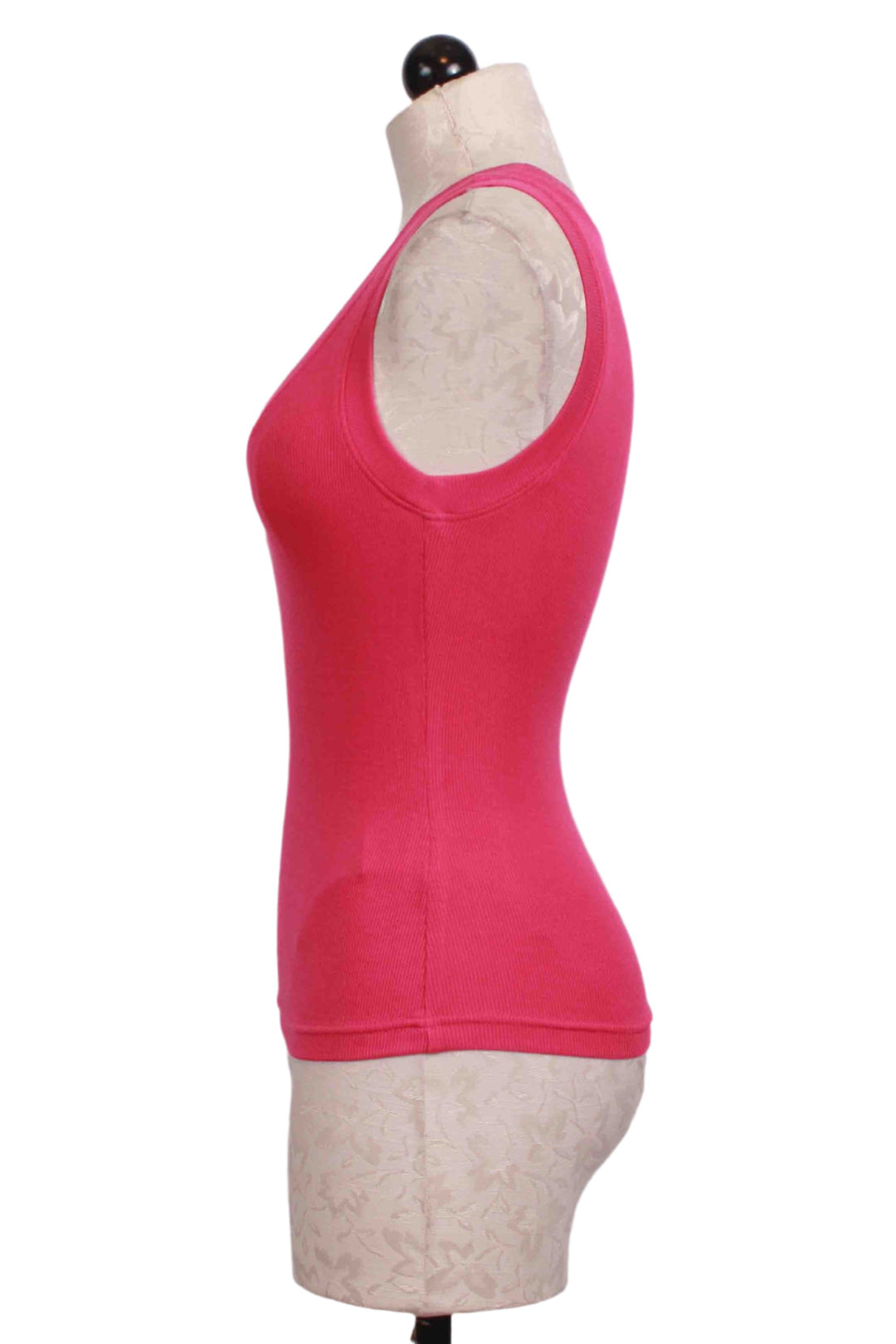 side view o Cerise The Ribbed Tank by Favorite Daughter