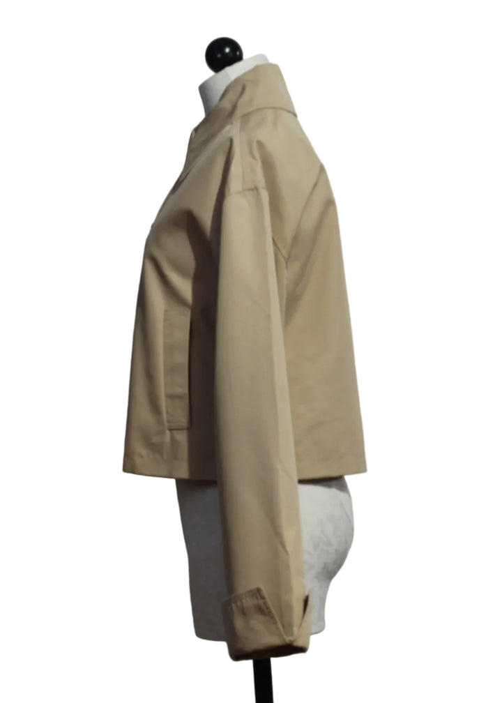 side view of The Rue Cropped Trench by Favorite Daughter in Khaki
