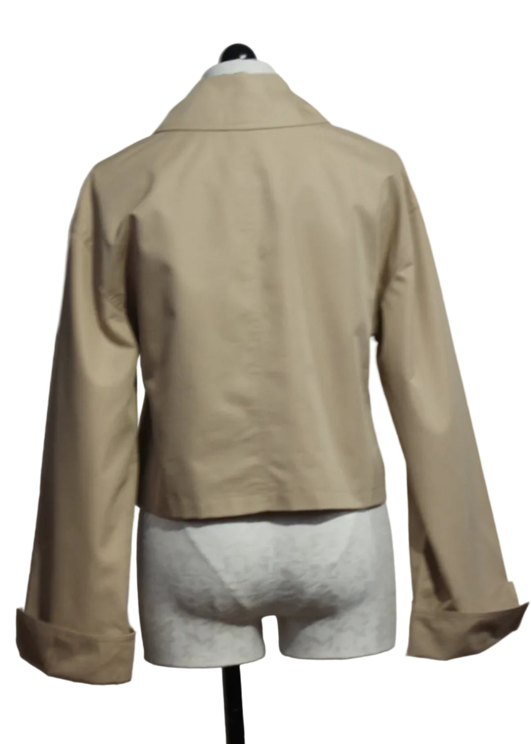back view of The Rue Cropped Trench by Favorite Daughter in Khaki