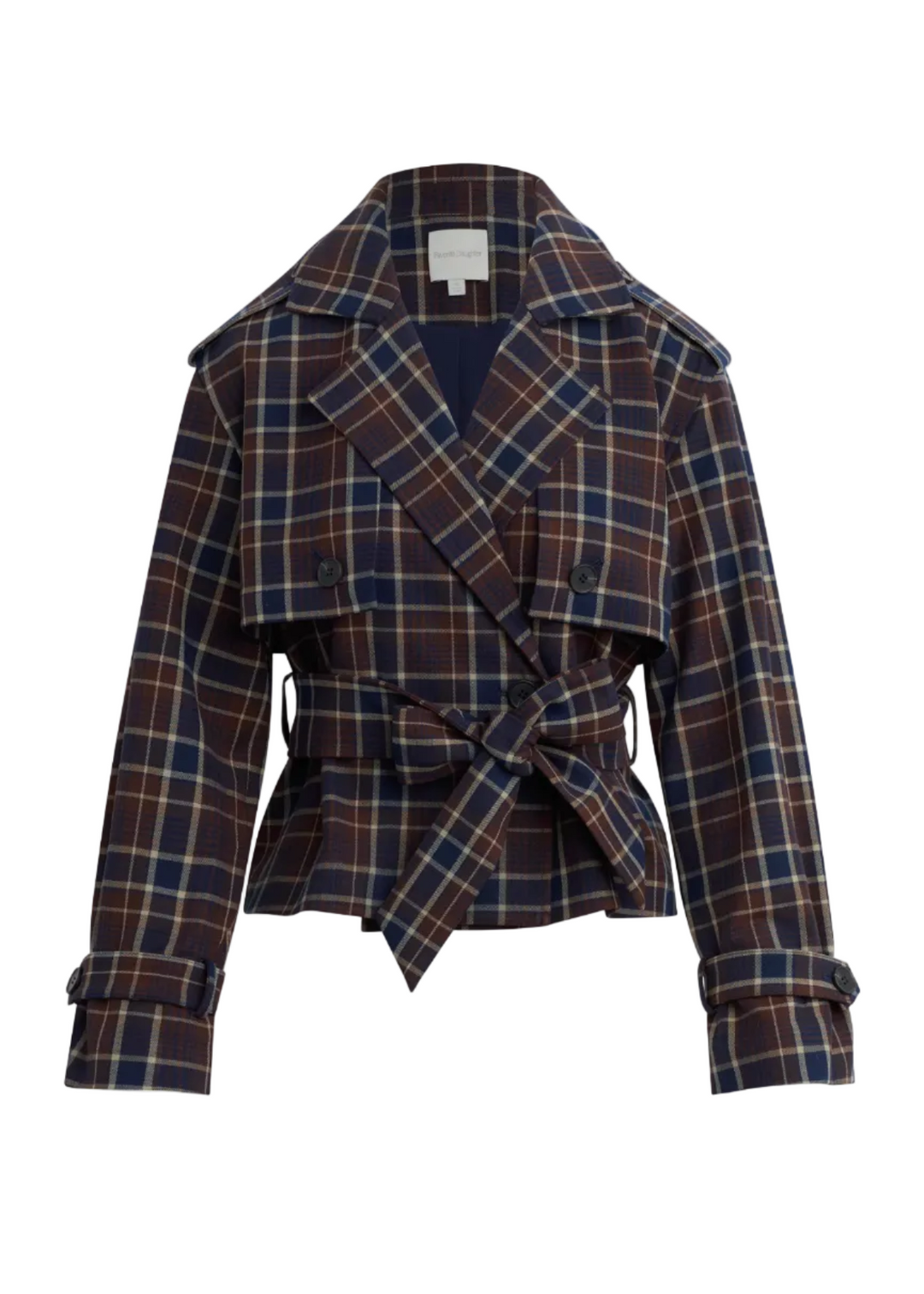 The Cropped Charles Trench by Favorite Daughter in Toffee Plaid