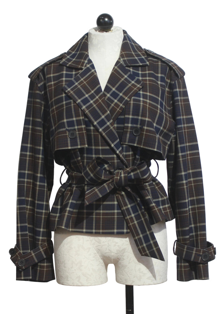 The Cropped Charles Trench by Favorite Daughter in Toffee Plaid
