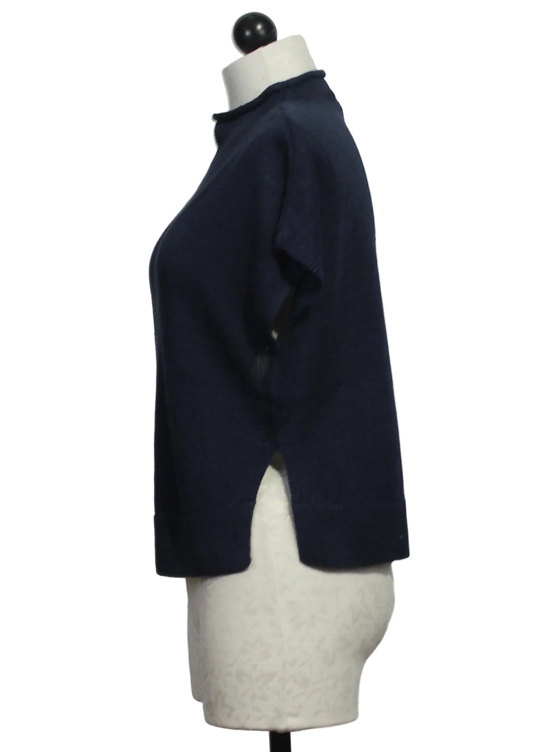 side view of The Navy Linen Stevie Sweater by Favorite Daughter