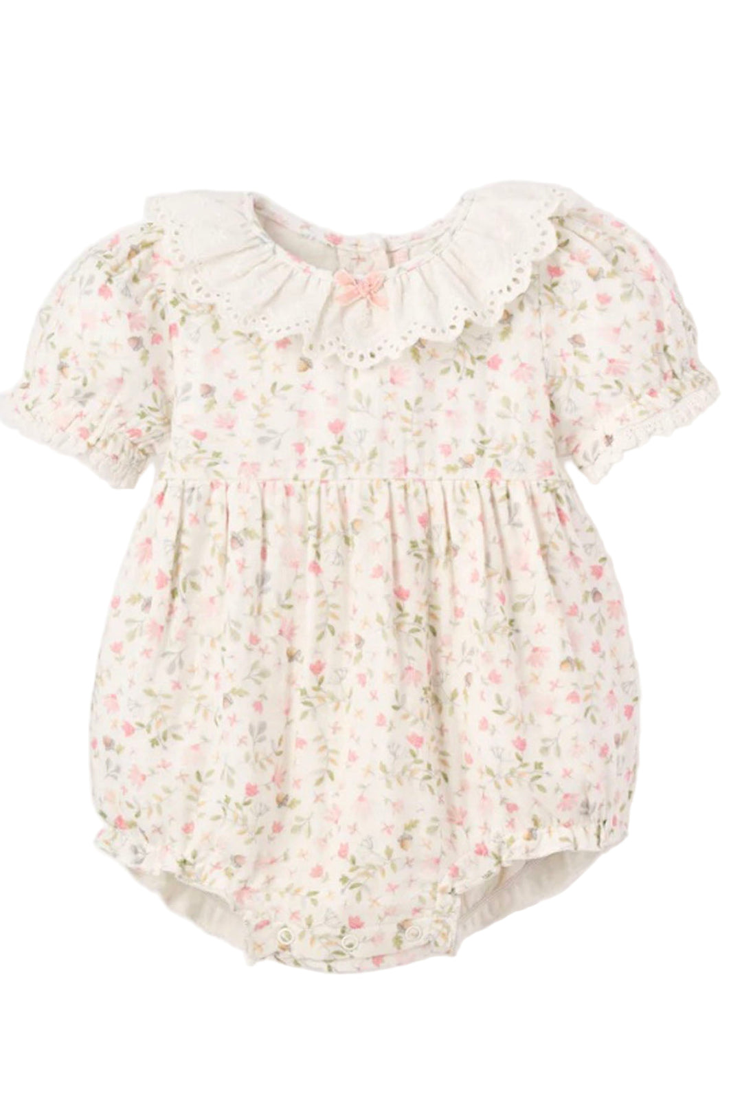 White Fairytale Floral Organic Muslin Bubble by Elegant Baby
