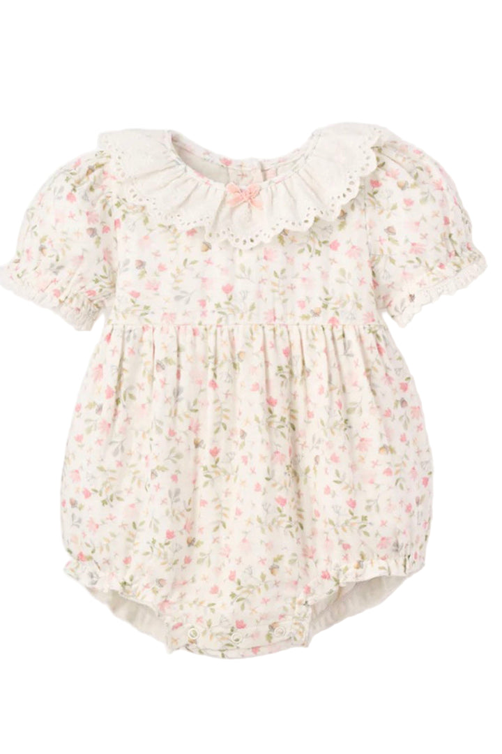 White Fairytale Floral Organic Muslin Bubble by Elegant Baby