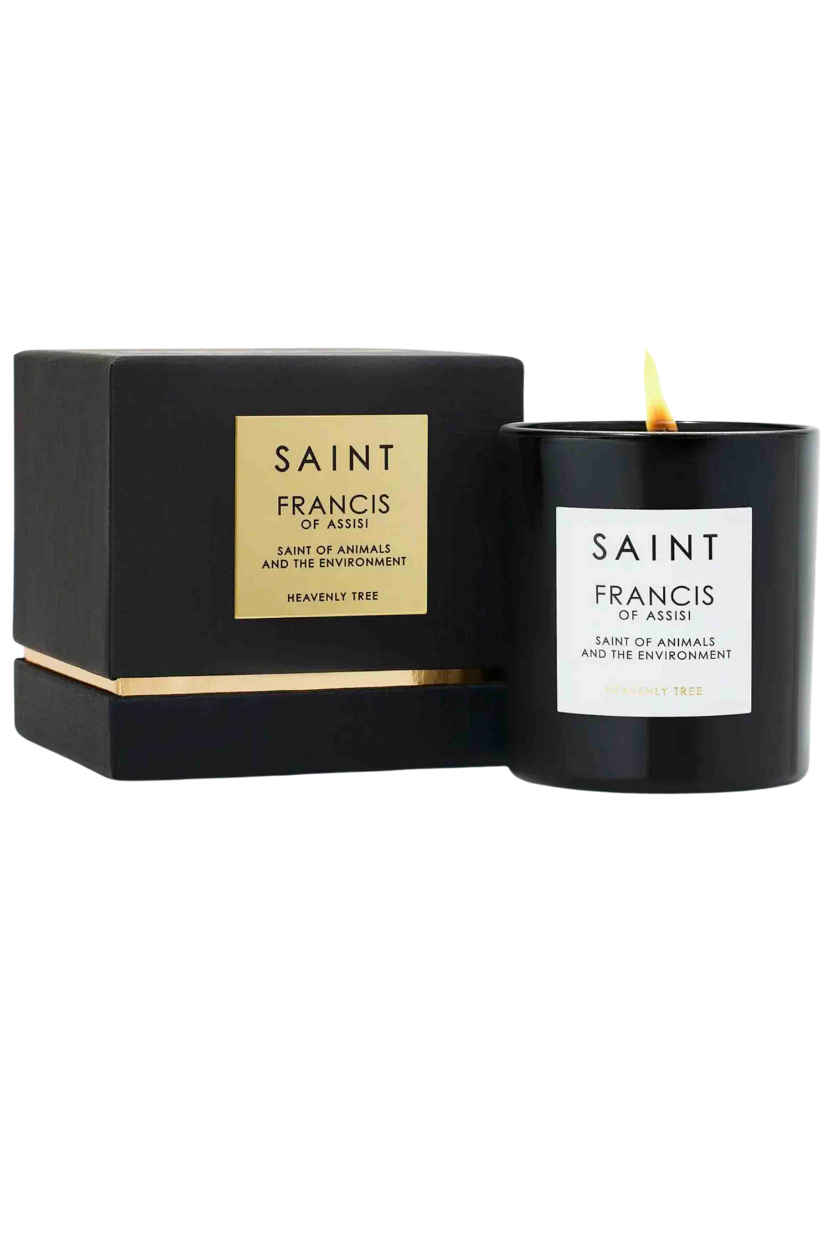 Saint Francis of Assisi Candle by Saint with box that it is packaged in