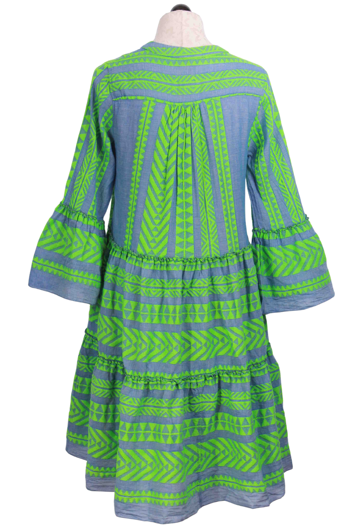 back view of Green and Blue Ella Midi Dress by Devotion Twins