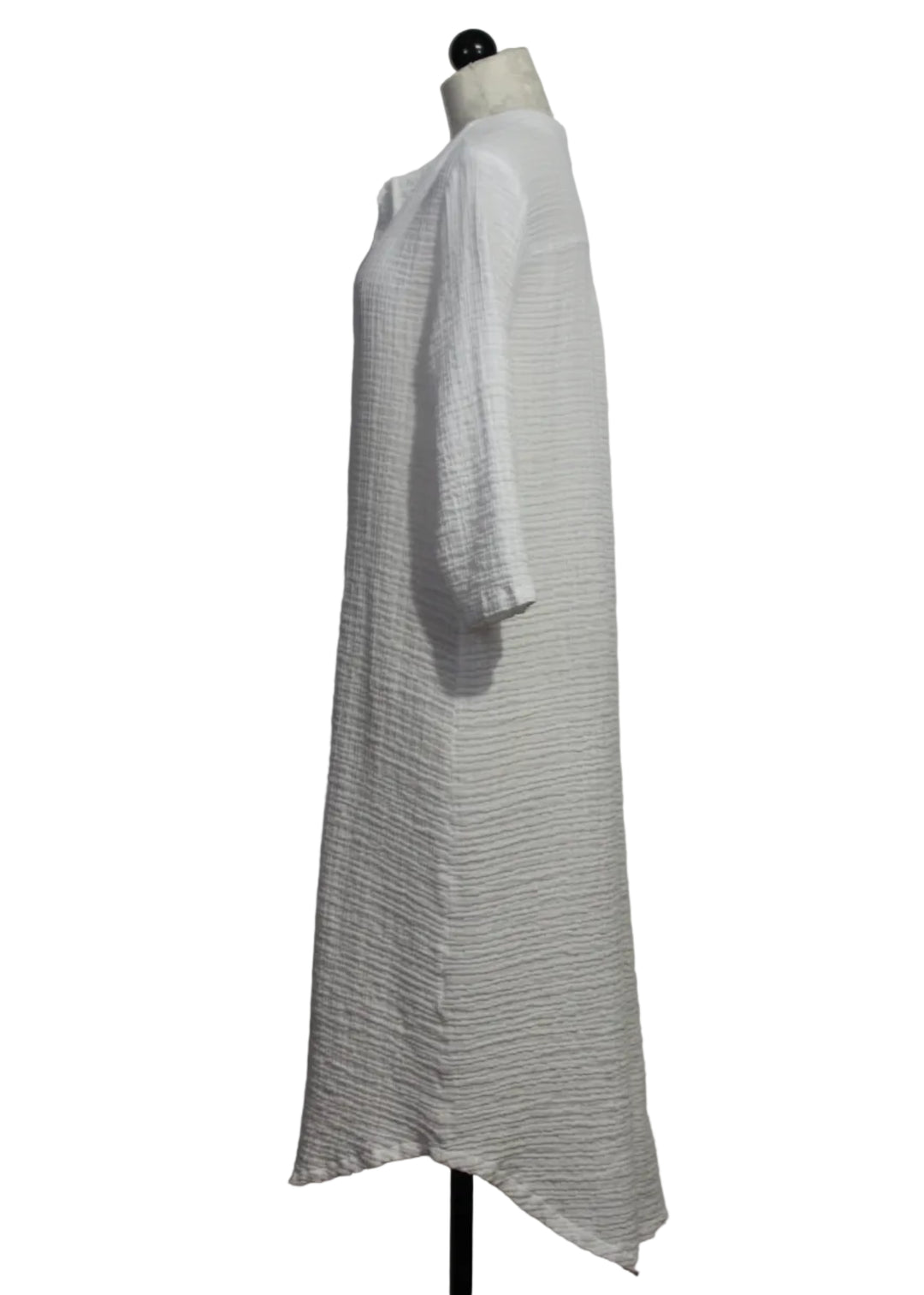 side view of White textured Hallie Dress by Kozan