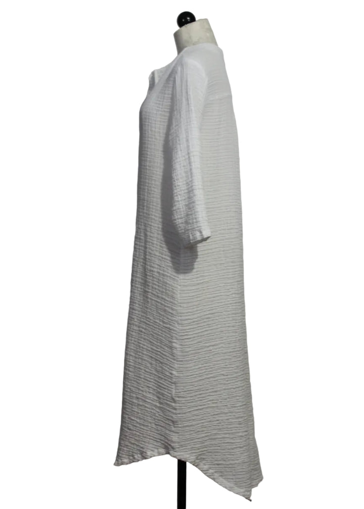side view of White textured Hallie Dress by Kozan