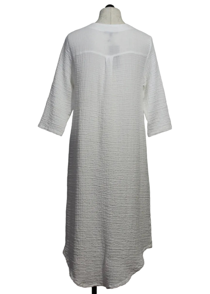back view of White textured Hallie Dress by Kozan