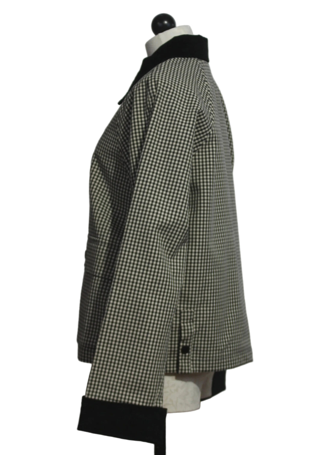 side view of Black Check Heritage Jacket by Good American