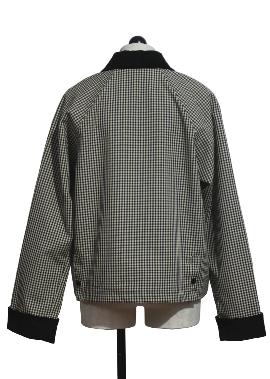 back view of Black Check Heritage Jacket by Good American