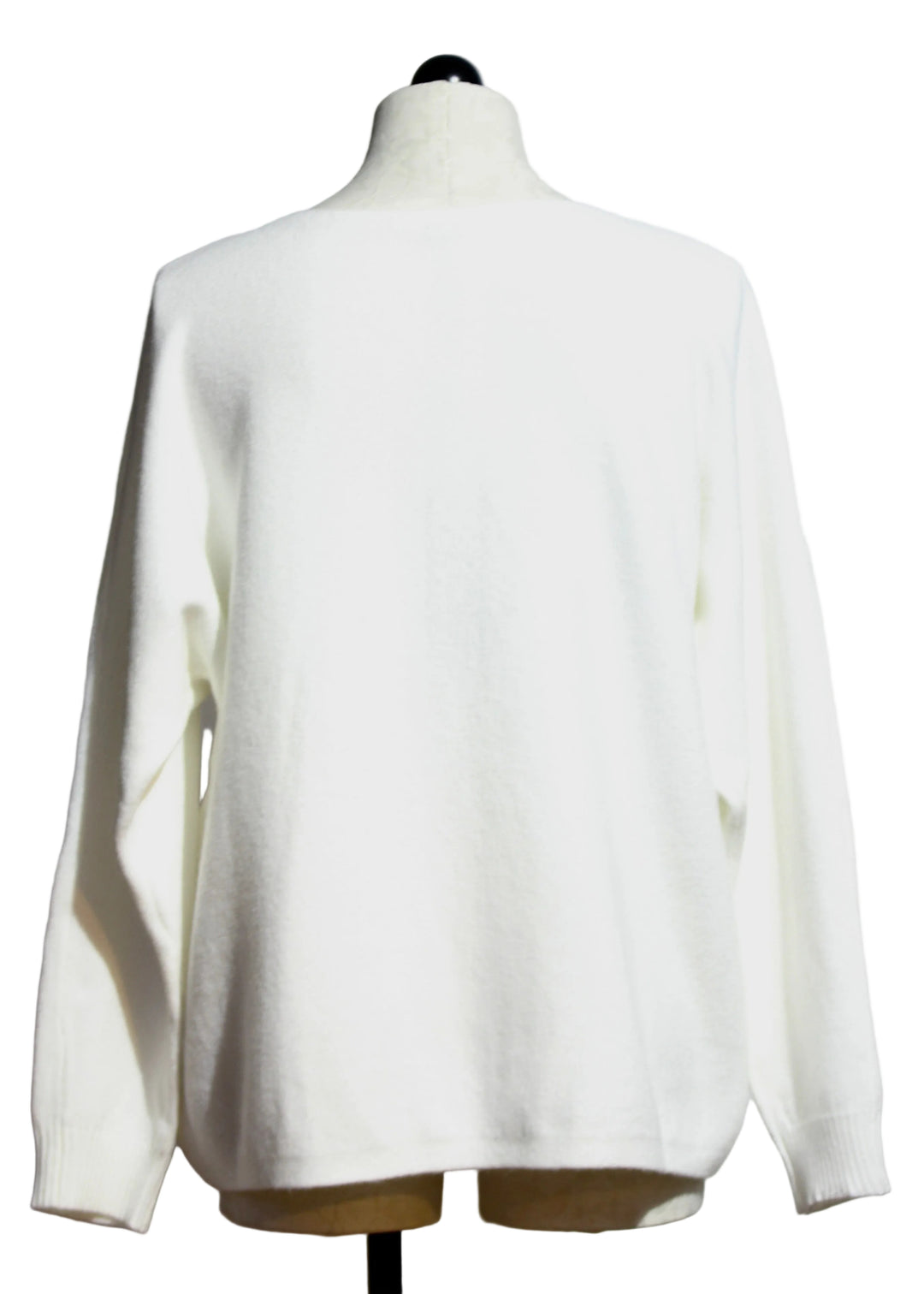 Back view of The Cream Pullover with Crystal Rhinestone Trim by Nikky 
