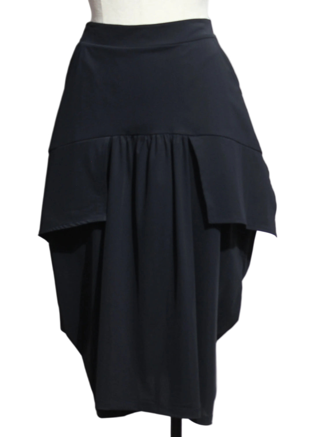 Coal black The Vona Skirt by Kozan with apron-like side detail
