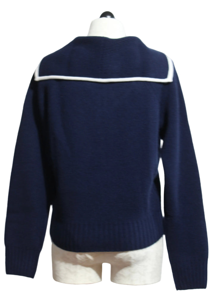 back view of The Knit Sailor Zip Up by Good American in New Navy