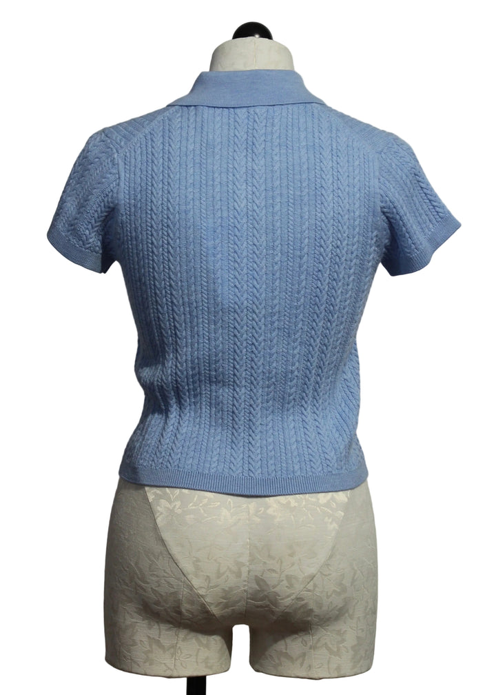 back view of The Micro Cable Polo by Good American in Sky