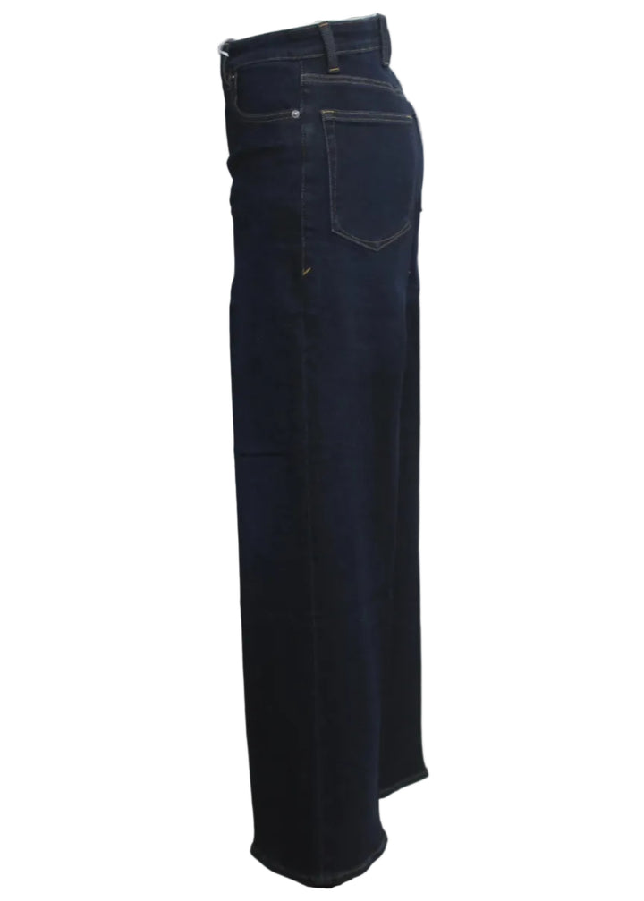 side view of The Good Waist Palazzo Ankle Jeans by Good American in the Rinse Wash