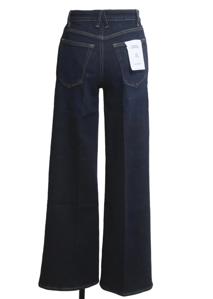 back view of The Good Waist Palazzo Ankle Jeans by Good American in the Rinse Wash
