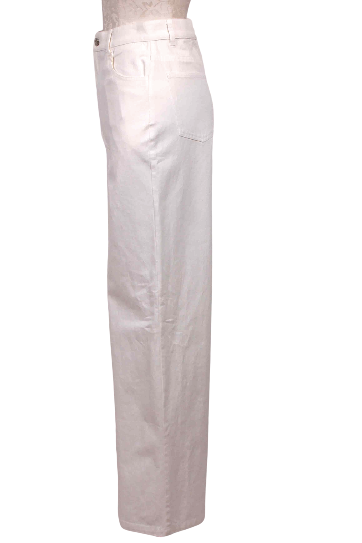 side view of Off White Galerie Wide Leg Twill Pant by Rue Sophie