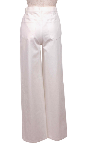 back view of Off White Galerie Wide Leg Twill Pant by Rue Sophie