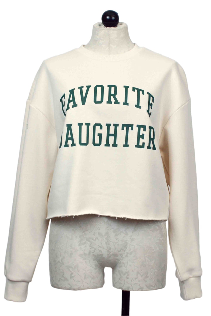 Gardenia with Emerald Cropped Collegiate Sweatshirt by Favorite Daughter