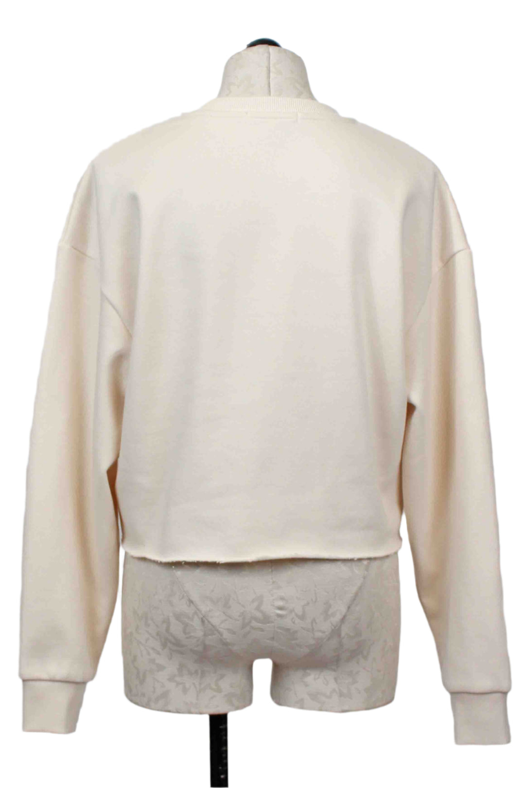 back view of Gardenia with Emerald Cropped Collegiate Sweatshirt by Favorite Daughter