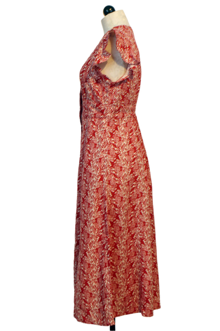 side view of Saucy Red Floral Button Down Jem Floral Dress by Velvet Heart 