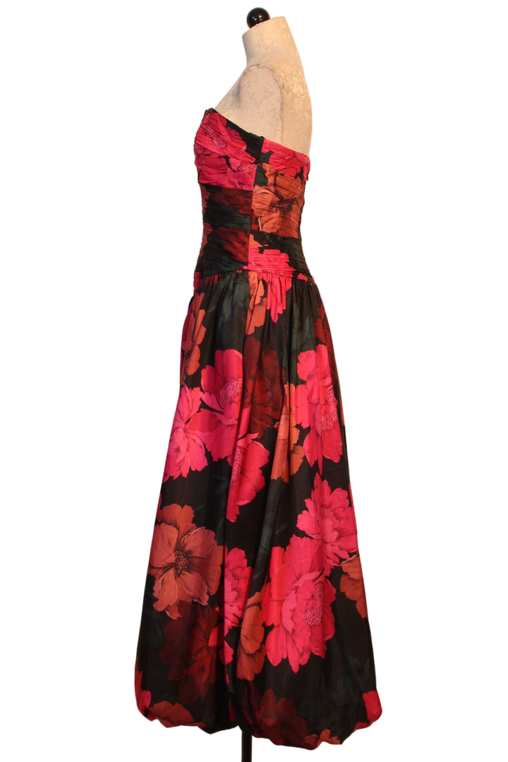 side view of The Georgina Gown by Hutch in the Fuchsia Multi Sketched Floral