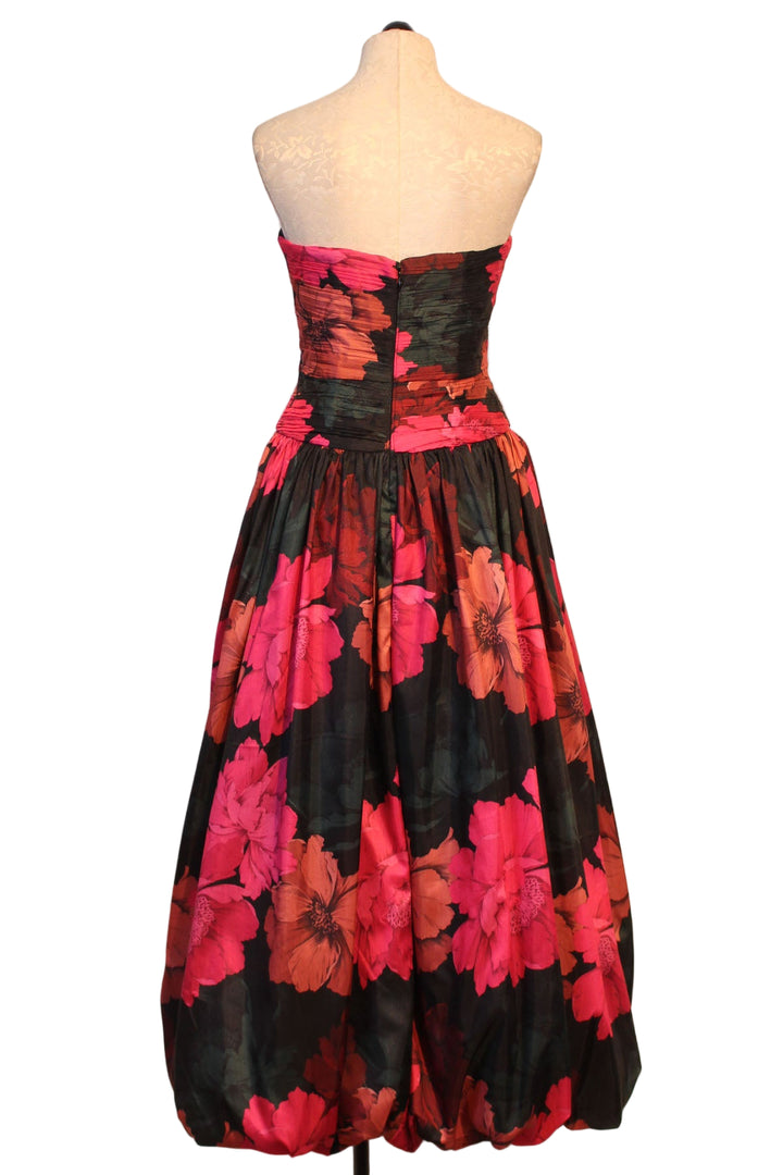back view of The Georgina Gown by Hutch in the Fuchsia Multi Sketched Floral