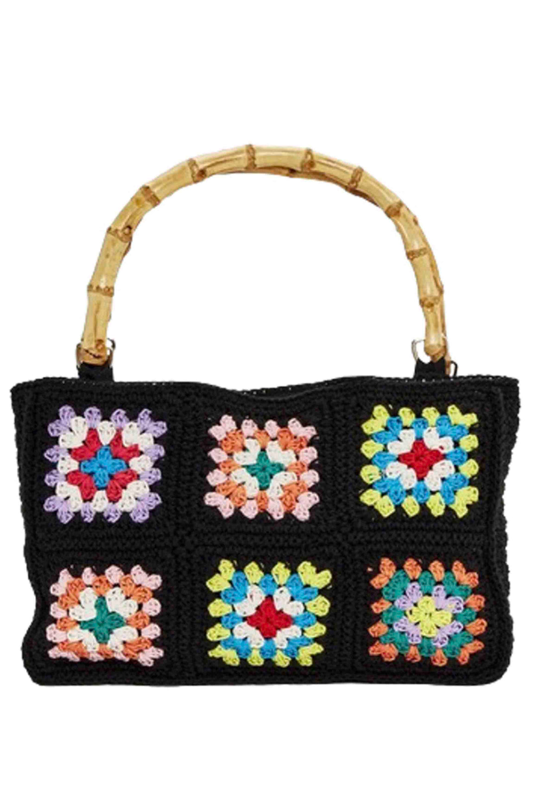 Crochet Tote with Bamboo Handles by Twos Company