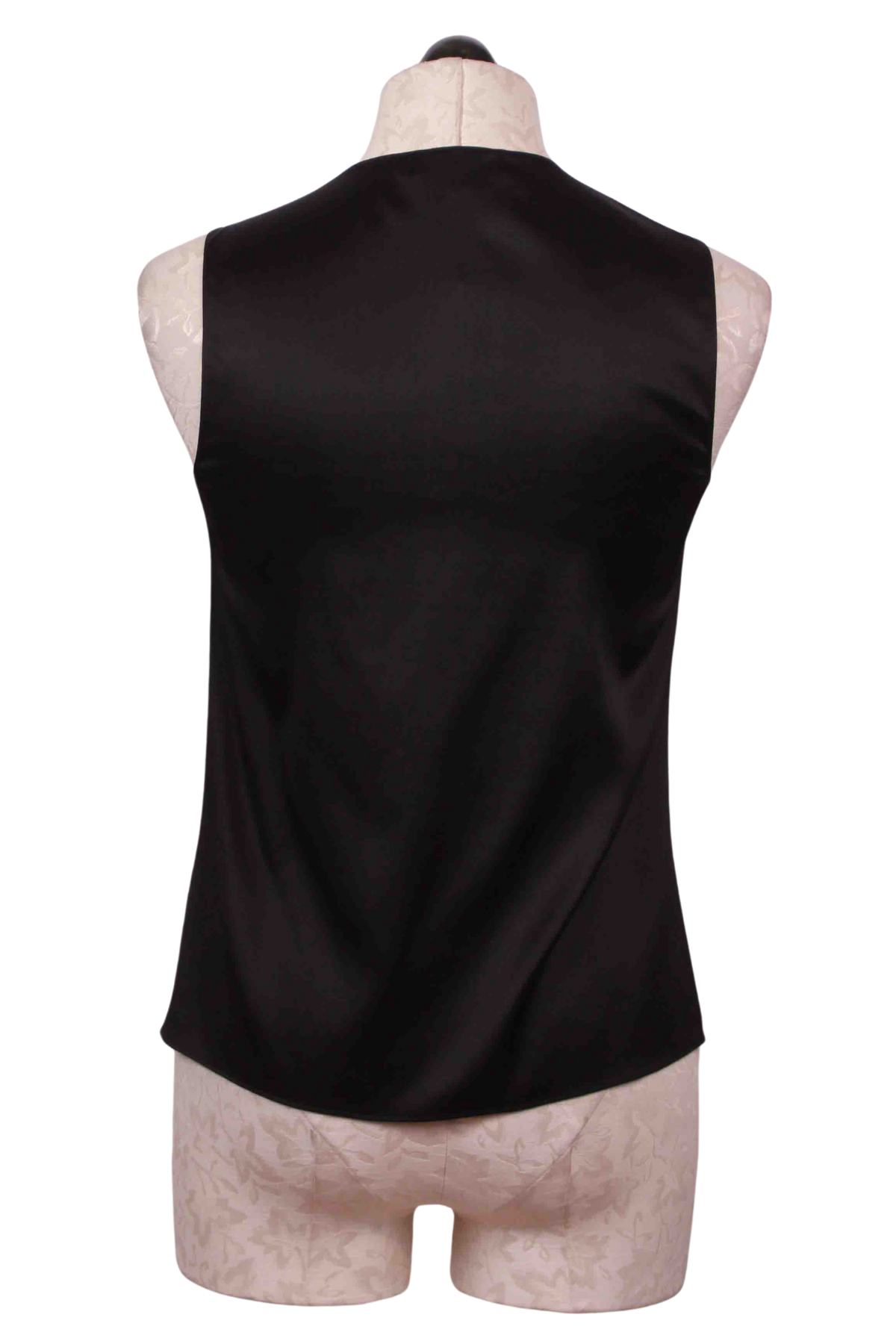 back view of Black V Neck Silk and Spandex Combo Dahlia Tank by Generation Love