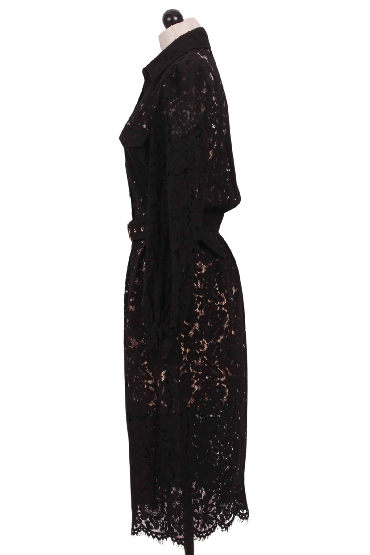 side view of Black Ceceilia Lace Dress by Generation Love