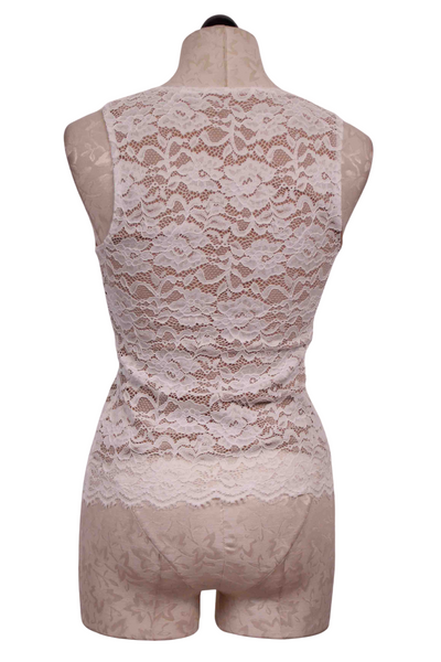 back view of White/Beige Leila Stretch Lace Tank Top by Generation Love