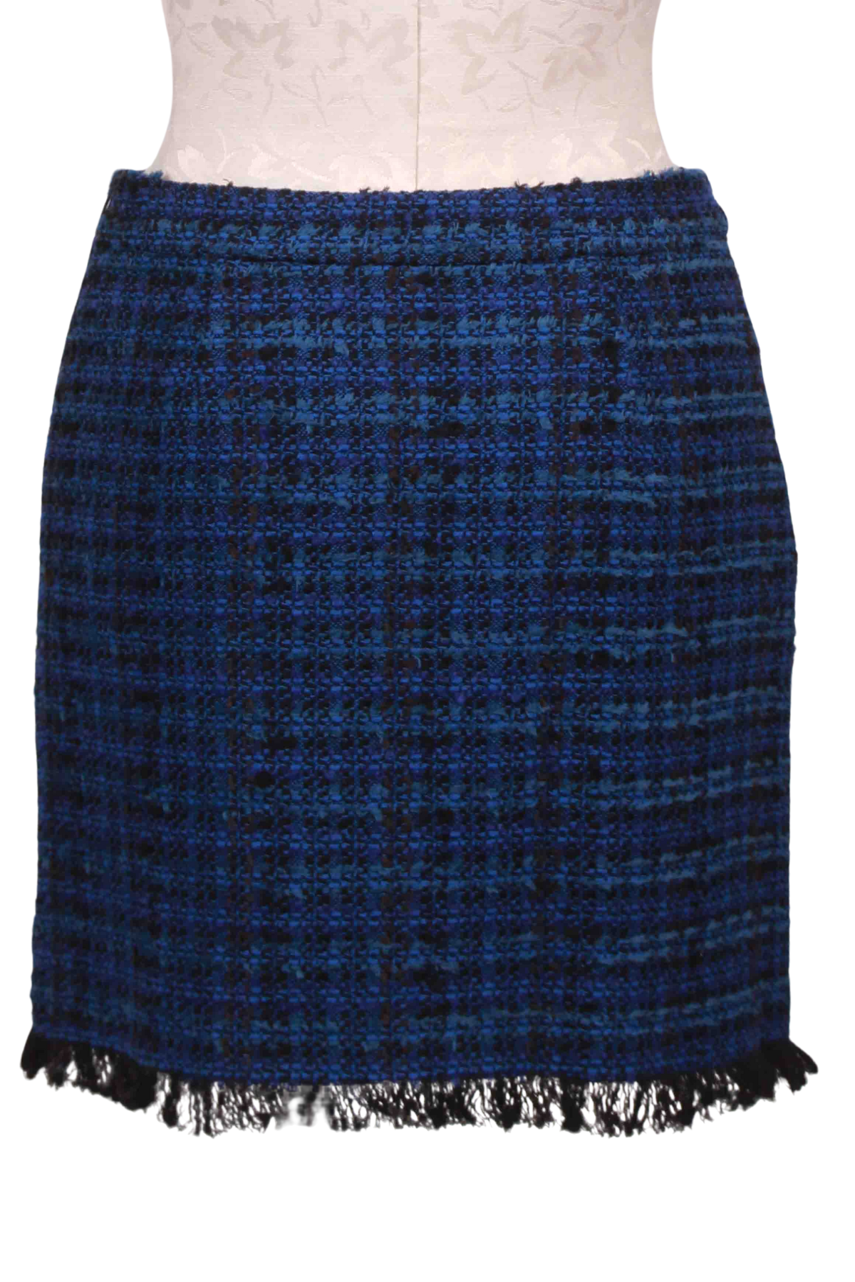 back view of Blue/Black Stormi Plaid Tweed Mini Skirt by Generation Love