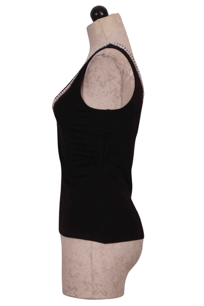 side view of black Giovanna Pearl Rib Tank by Generation Love