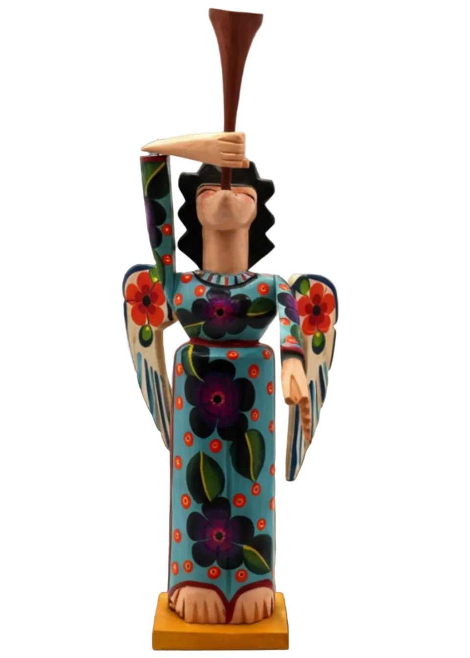 Handmade Wooden Angel with Trumpet Figurine by Magnolia Casual