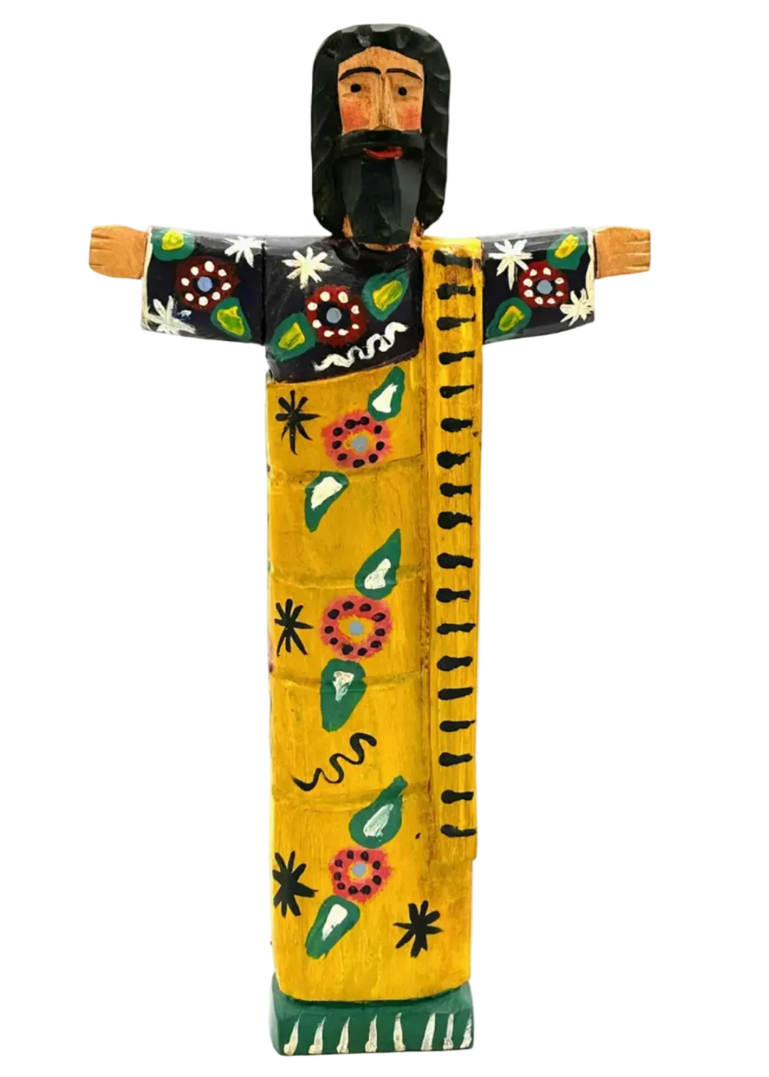 Handpainted and Handmade Wooden Open Arms Jesus Figurine by Magnolia Casual
