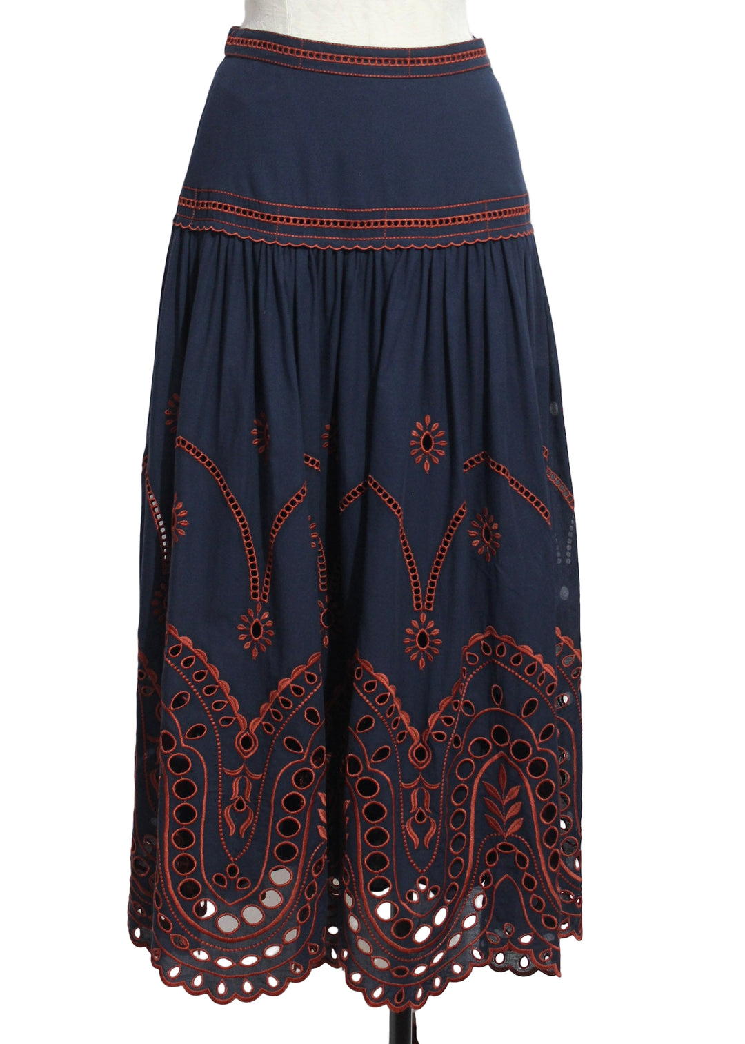 front view of Midnight Blue Emma Midi Skirt by Cartolina