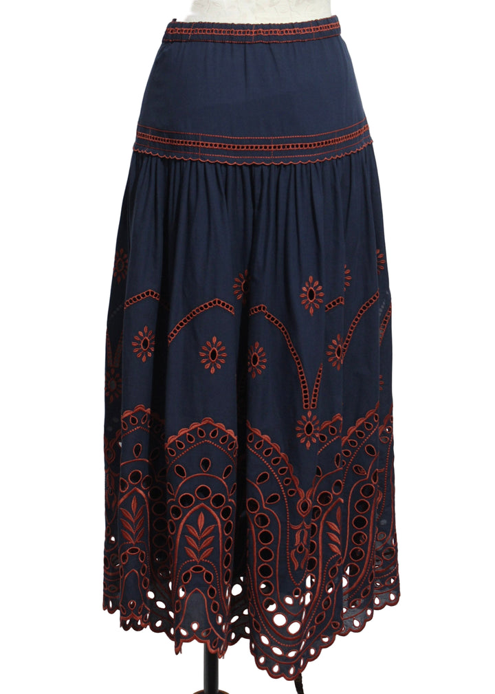 back view of Midnight Blue Emma Midi Skirt by Cartolina